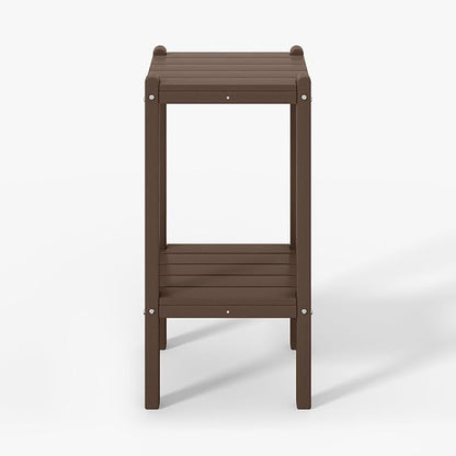 WestinTrends Malibu 36" Outdoor Adirondack HDPE 2-Tier Patio Side Table, Dark Brown
