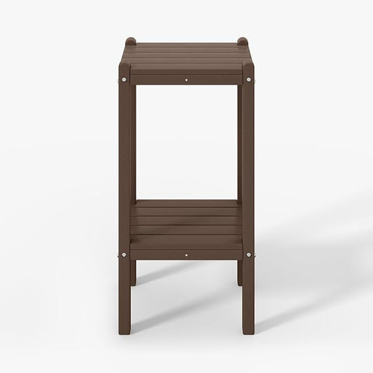 WestinTrends Malibu 36" Outdoor Adirondack HDPE 2-Tier Patio Side Table, Dark Brown