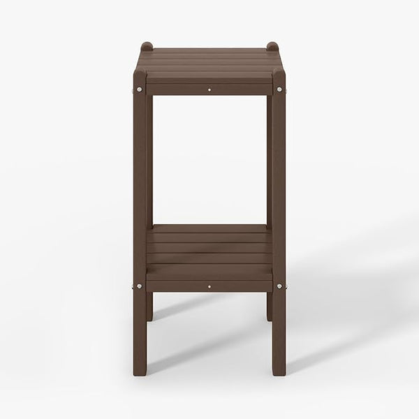 WestinTrends Malibu 36" Outdoor Adirondack HDPE 2-Tier Patio Side Table, Dark Brown - Photo 1