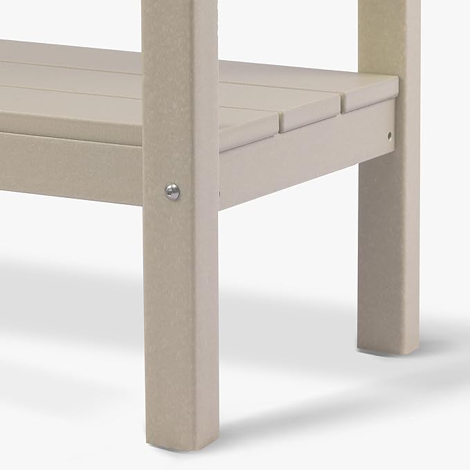 WestinTrends Malibu 55" Outdoor Patio HDPE Adirondack 2-Tier Shelf Console Table, Sand