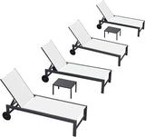 PURPLE LEAF Patio Lounge Chair Set for 4 Outdoor Chaise Lounge with Adjustable Backrest and Easy-to-Move Wheels - Photo 1