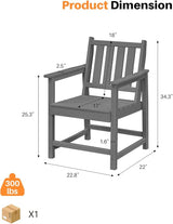 Patio Dining Chair Set of 2, HDPE Outdoor Dining Chair, Ergonomic HDPE Dining Chairs with Deep Seating - Photo 3
