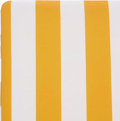 SAFAVIEH Outdoor Patio Furniture Collection – Callan Tan Rope & Yellow Stripe Cushion Lounger, Fully Assembled Outdoor Chaise, Modern Low-Profile Design (PAT7546Y)