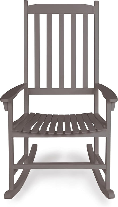 Eyely KCR300B Orvindar Farmhouse Classic Slat-Back 350-LBS Support Acacia Wood Outdoor Rocking Chair, Gray Wash