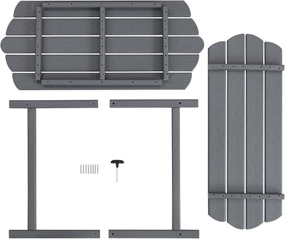 Adirondack Outdoor Patio Table-2 Tier Outside Table Irregular Grey Coffee Table for Garden Indoor Sun Room
