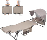 Tanning Chair with Sun Canopy Face Hole Softer Padded Adjustable Washable - Photo 1