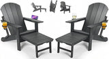 PASAMIC Folding Adirondack Chairs Set of 2 with Retractable Ottoman, 5-Position Adjustable Backrest - Photo 1