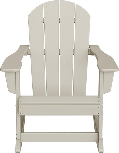 WO WESTIN OUTDOOR HDPE Laguna Outdoor Rocking Poly Adirondack Chair, Sand