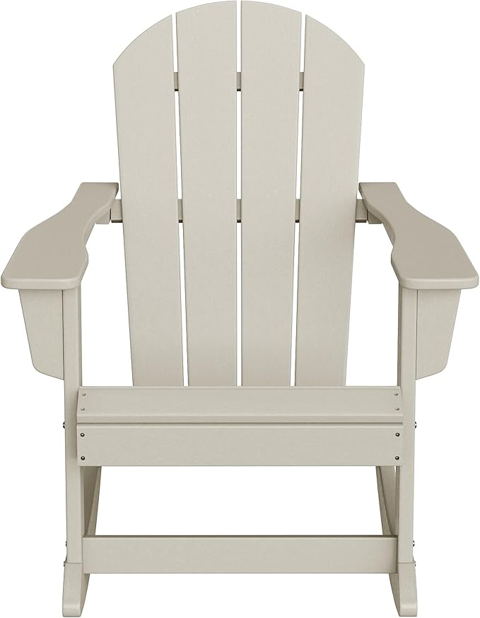WestinTrends Malibu Outdoor/Patio Poly Adirondack Rocking Chair, Sand