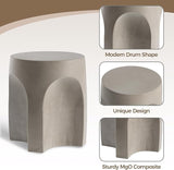 COSIEST Concrete Side Table Drum Shape, 17''H Outdoor Side Table, Patio Accent Table Cement End Tables - Photo 3