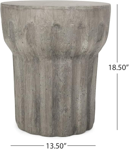 Christopher Knight Home Solomon Outdoor Contemporary Lightweight Accent Side Table, Concrete Finish