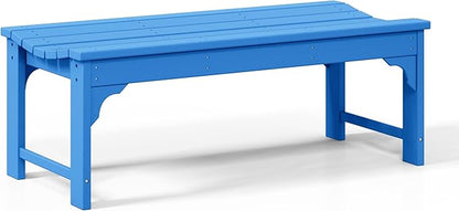WestinTrends Malibu Outdoor Bench, All Weather Resistant Poly Lumber Backless Patio Garden Bench, Adirondack Curved Bench Seat for Comfort, Pacific Blue