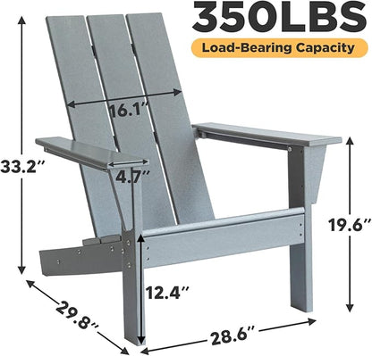 PROHIKER Adirondack Chair, HDPE Patio Chair, All Weather Outdoor Chairs for Lawn Garden Porch Backyard(Grey)