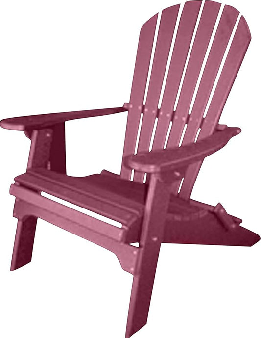Phat Tommy Foldable Adirondack Chair - Poly Adirondack Chair Folding - HDPE, Heavy Duty, Recycled Plastic - All Weather Outdoor Furniture for Your Deck, Front Porch, or Patio, Dark Red