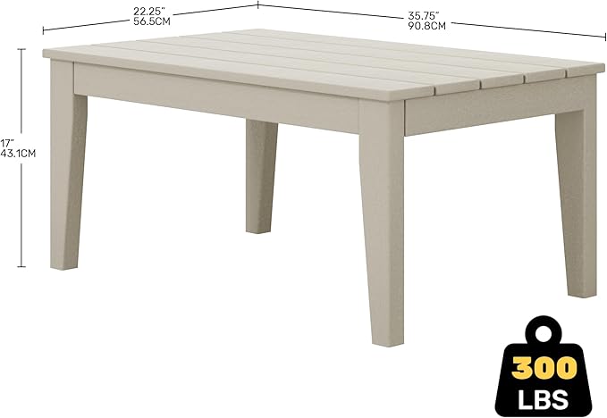 Costaelm Adirondack Outdoor Coffee Table, HDPE Drink Table Weather Resistant, Patio Porch Accent Balcony Table Outdoor End Table for Pool, Seaside, Backyard, Sand