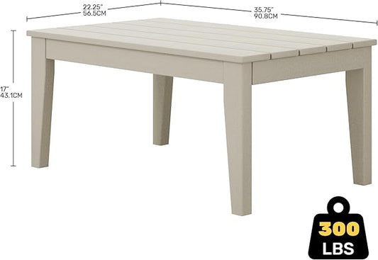 Costaelm Adirondack Outdoor Coffee Table, HDPE Drink Table Weather Resistant, Patio Porch Accent Balcony Table Outdoor End Table for Pool, Seaside, Backyard, Sand