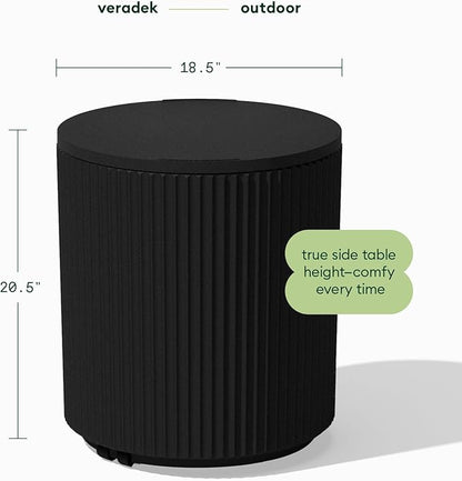 Veradek Outdoor Cooler Side Table - 2 in 1, Black, 21 inch
