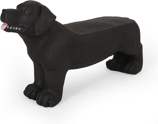 31” Black Dogs Bench, Dog Statue for Garden Front Porch, Patio, Park, Outside, Indoor, MGO, No Assembly (Dog)