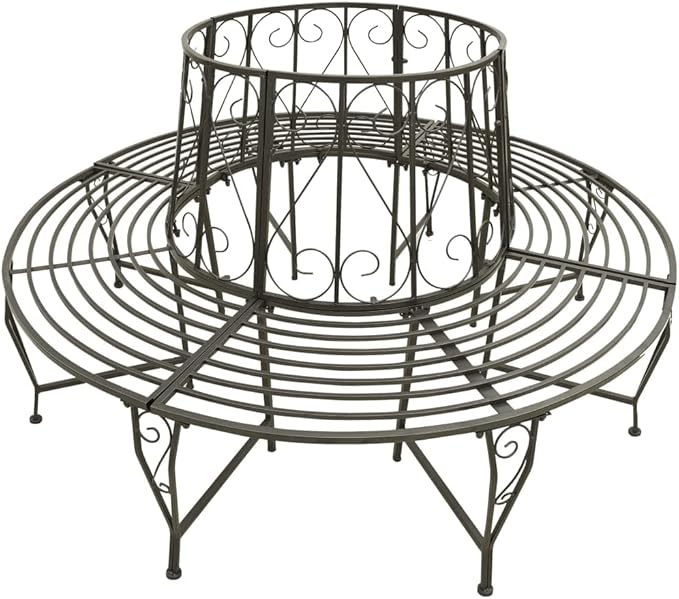 Patio Tree Bench,Benches for Outside,Yard Bench,Park Benches,Garden Bench,Metal Bench,for The Front Porch,Balcony,Backyard,Outdoor,Garden, Lawn,Path, 63" Steel