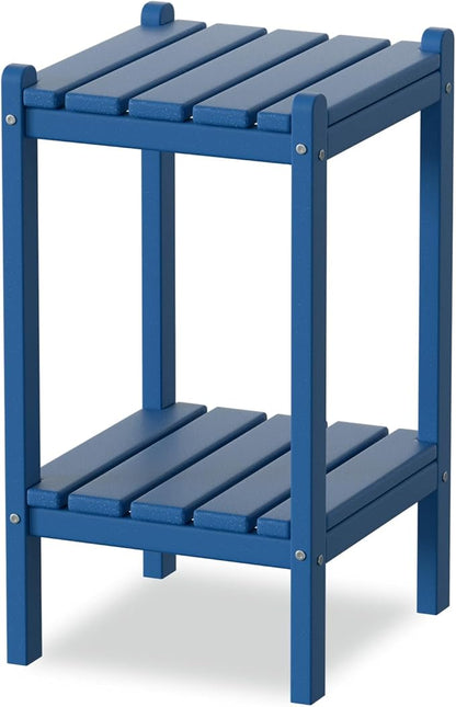 Outdoor Side Table, 26-Inch Tall Patio Side Table, All-Weather HDPE Adirondack Outdoor End Table for Patio Porch Deck Balcony Pool, Navy Blue