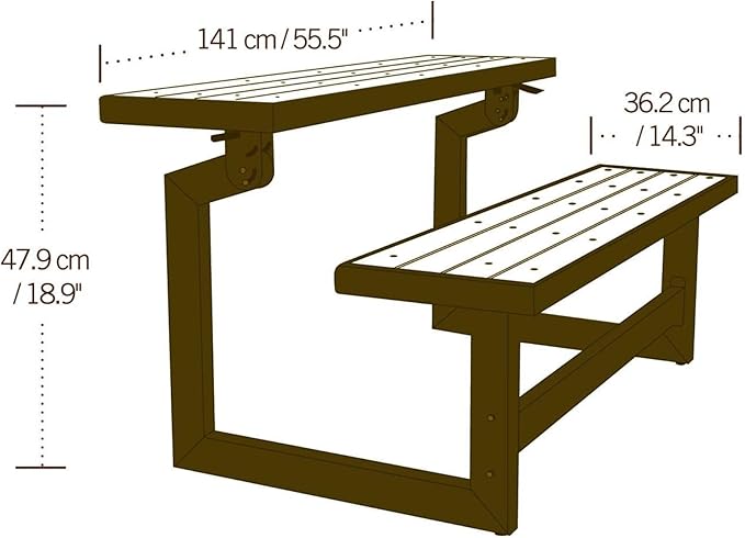 LIFETIME 60139 Outdoor Convertible Bench, 55 Inch, Mocha Brown