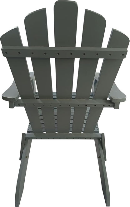 Outdoor or Indoor Wood Adirondack Chair, Foldable, Grey
