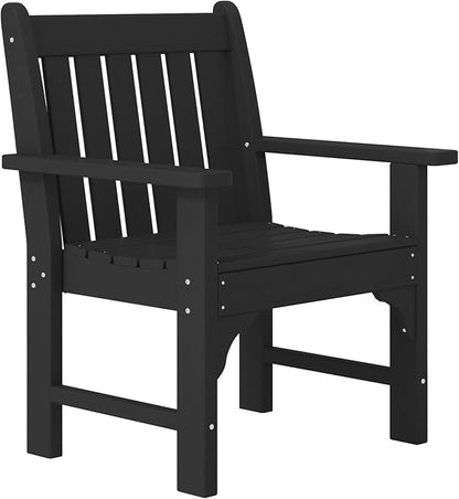 WestinTrends Malibu Outdoor Patio HDPE Adirondack Dining Arm Chair, Black