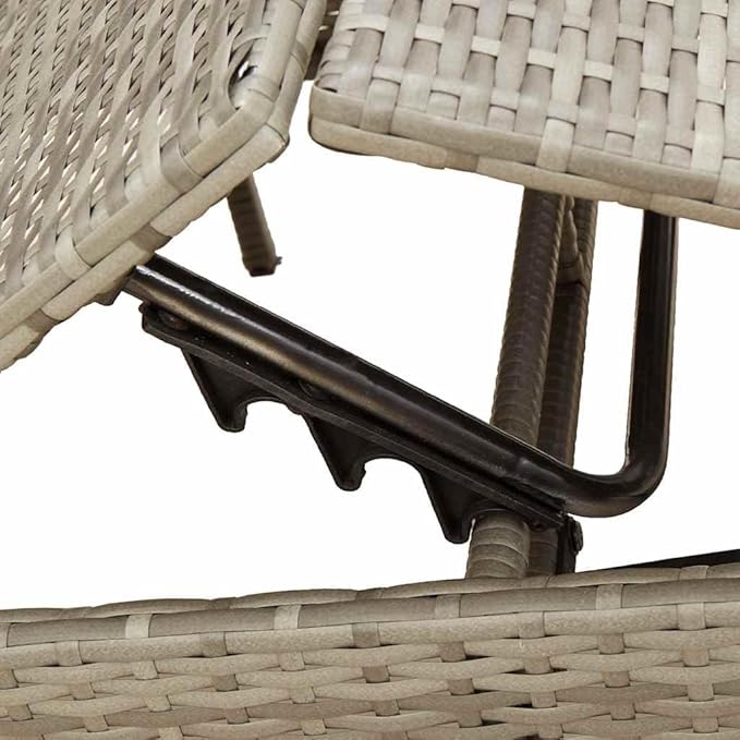 Grey Extra Long PE Rattan Patio Sun Lounger with Adjustable Backrest, 78.7" Seat Depth - Photo 8
