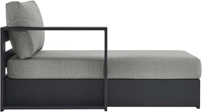 Modway Tahoe Aluminum Outdoor Chaise Lounge Gray with Weather-Resistant Cushions, Modular Left-Facing Patio Lounger for Pool Furniture or Sectional Sofa Set