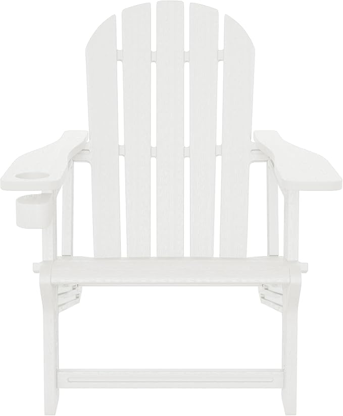 WestinTrends Tool-Free Assembly Outdoor Patio HDPE Plastic Adirondack Chair with Cup Holder, White