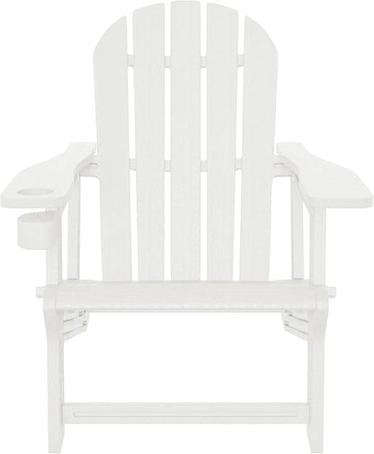 WestinTrends Tool-Free Assembly Outdoor Patio HDPE Plastic Adirondack Chair with Cup Holder, White