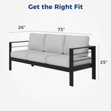 Wisteria Lane Patio Furniture Aluminum Sofa, All-Weather Outdoor 3 Seats Couch - Photo 2