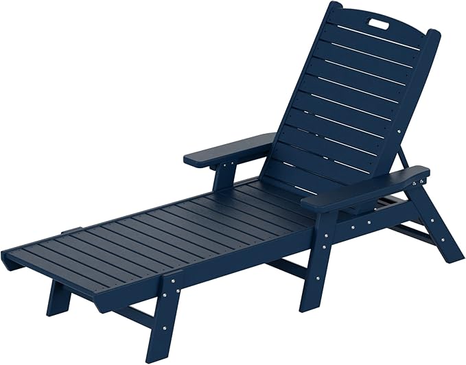 WestinTrends Malibu Poly Reclining Chaise Lounge Navy Blue - Photo 10