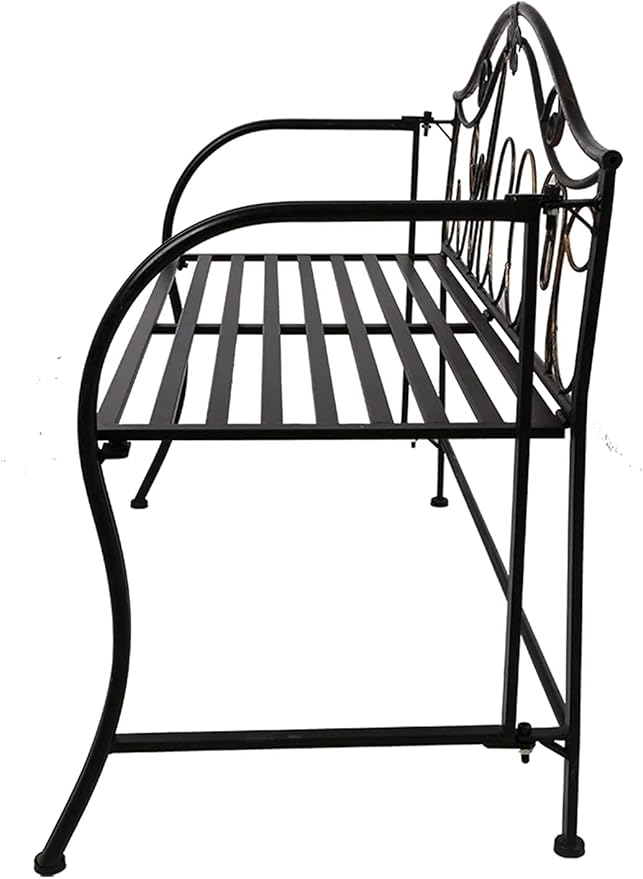 Park Bench Patio Garden Bench Backyard Benches, Metal Garden Bench, European Style Wrought Iron Double Chair Bench, Villa Garden Courtyard Decoration, Park Outdoor Bench with Backrest