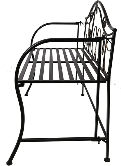 Park Bench Patio Garden Bench Backyard Benches, Metal Garden Bench, European Style Wrought Iron Double Chair Bench, Villa Garden Courtyard Decoration, Park Outdoor Bench with Backrest