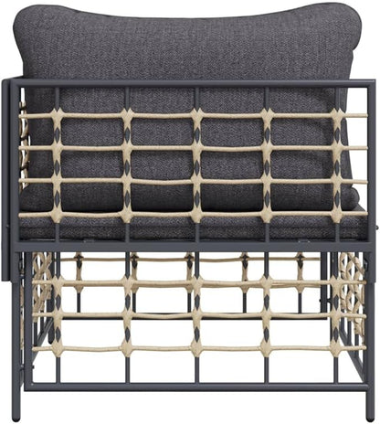 Metal Frame Outdoor Chairs,Garden Decorative Chairs,Reading Relaxation Chair,for Deck,Backyard,Porch,Patio Corner Sofa with Dark Gray Cushions Poly Rattan