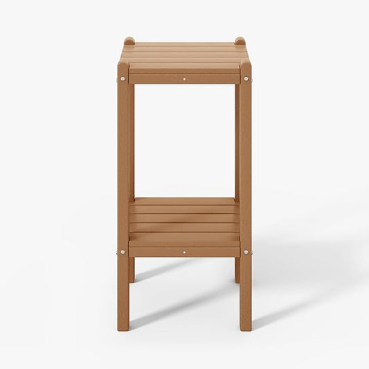 WestinTrends Malibu 36" Outdoor Adirondack HDPE 2-Tier Patio Side Table, Teak