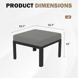 HOMREST Metal Outdoor Ottoman, 2-Piece Aluminum Footstool w/Removable Cushion - Photo 2