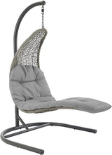 Modway Landscape Wicker Rattan Outdoor Patio Porch Chaise Lounge Hanging Swing Chair Set with Stand in Light Gray Gray - Photo 2
