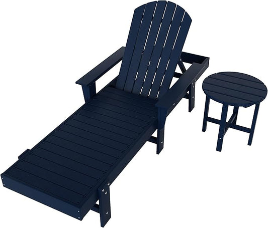 WestinTrends Dylan 2 Piece Adirondack Reclining Chaise Lounge with Arms Navy Blue
