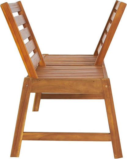 Outdoor Wooden Garden Bench, 2-Person Acacia Wood Loveseat with Adjustable Backrest, 600lbs Capacity, Patio Park Bench for Backyard Deck, Front Porch Bench