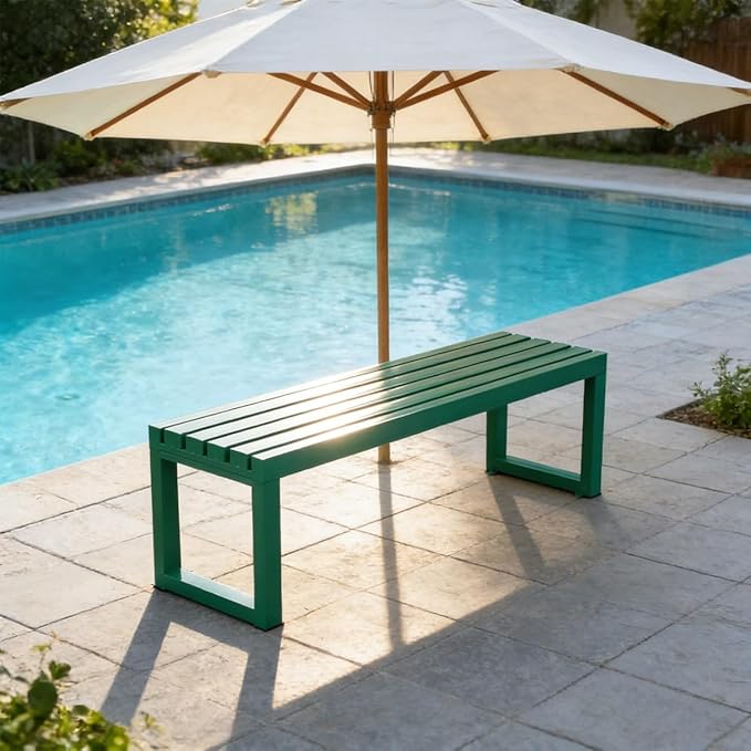 Outdoor Patio Furniture, Garden Bench Seat, Metal Porch Bench, Outdoor Benches Weatherproof 3.3ft 3.9ft 4.9ft 5.9ft Steel Outside Chair for Lawn Yard Work Entryway Outside Seating(Orange,3.93ft)