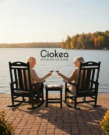 Ciokea Oversized Outdoor Rocking Chairs Set of 4, 380lbs Heavy-Duty Large Patio Rocker, High Back Cozy Porch Chairs, Weather Resistant Patio Rocking Chairs for Outside, Fire Pit, Deck, Black