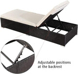 PE Wicker Chaise Lounge Chairs for Outside Outdoor Patio Reclining Chair Sun Bed Patio Couch with Removable Cushion - Photo 5