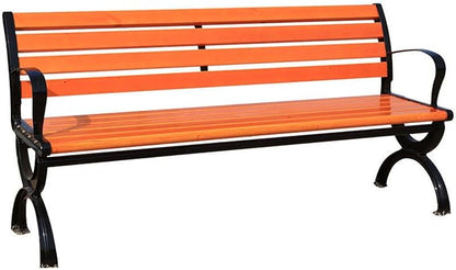 YSUEFIJO Metal Garden Benches, All-Weather Outdoor Bench, Wood Front Porch Benches, Cast Iron Steel Frame Chair, Waterproof Patio Bench, Holds Up to 705 Lbs, for Picnic Camping Dining Party