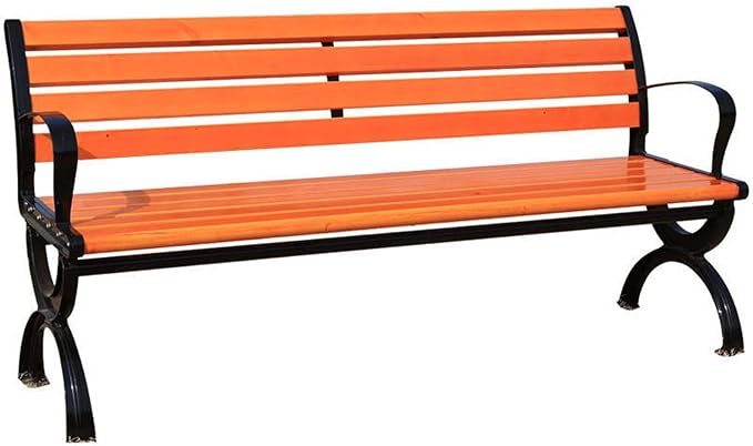 YSUEFIJO Metal Garden Benches, All-Weather Outdoor Bench, Wood Front Porch Benches, Cast Iron Steel Frame Chair, Waterproof Patio Bench, Holds Up to 705 Lbs, for Picnic Camping Dining Party