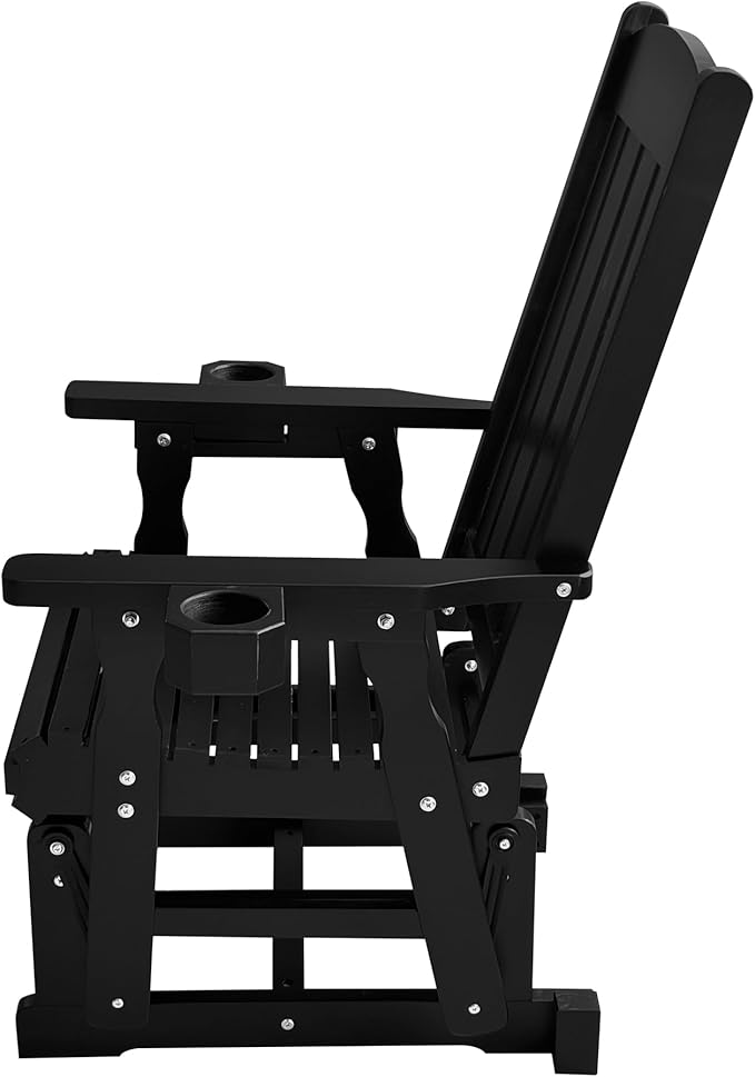Fortune Candy Wooden Patio Glider for One Person, with High Back and Deep Contoured Seat, Solid Fir Wood - Photo 8