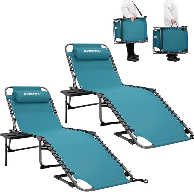 FUNDANGO 2 Pack Folding Chaise Lounge Chair Outdoor - Photo 1
