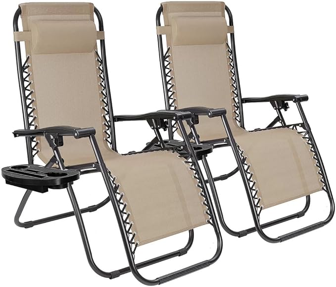 EZONE Zero Gravity Lounge Chairs Outdoor Adjustable Reclining Patio Chair Steel Mesh Folding Recliner for Pool Beach - Photo 1