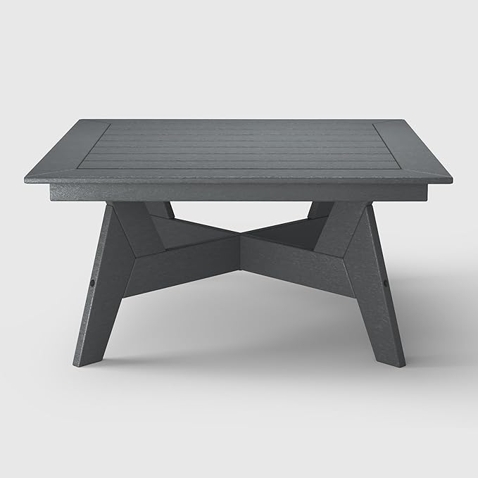 WestinTrends Avalon Modern Low Outdoor Patio Square HDPE Coffee Table, Gray
